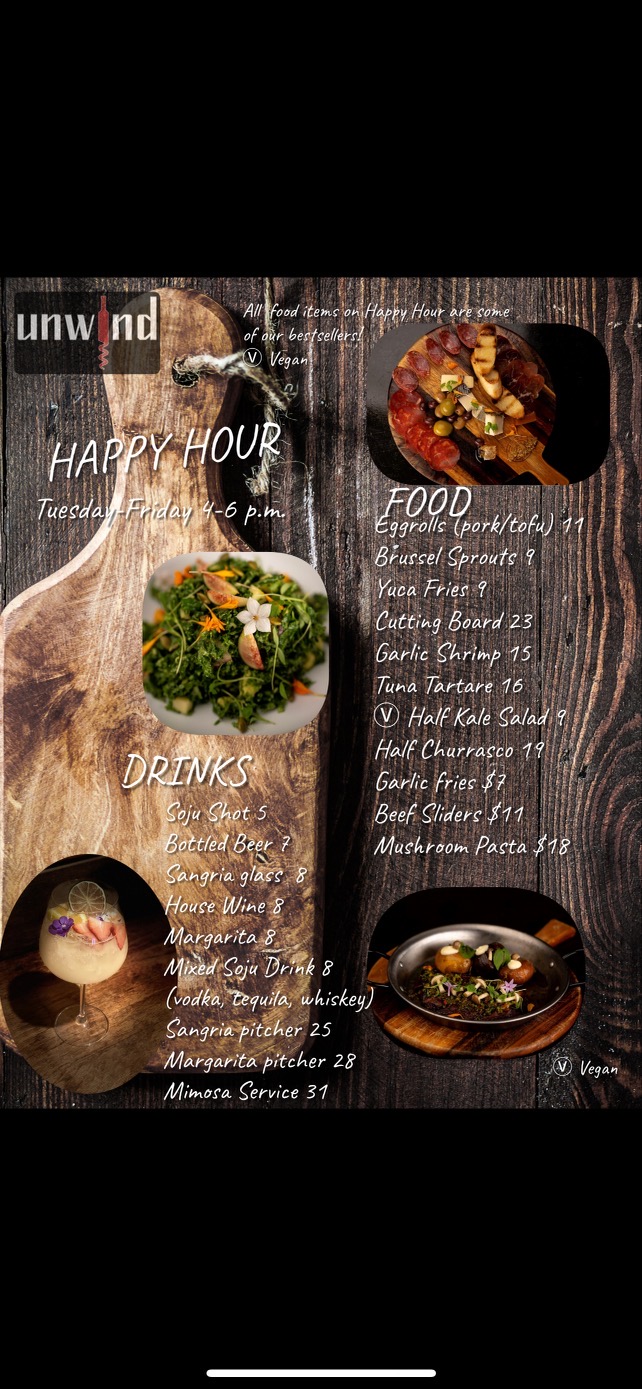 Happy hour menu